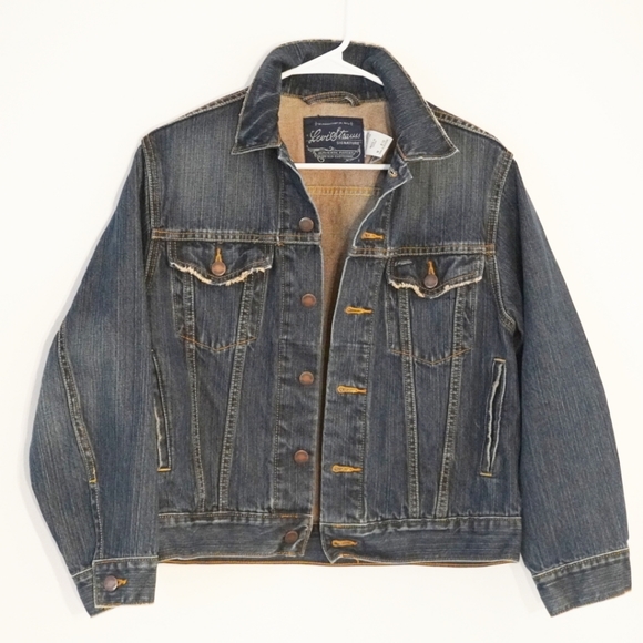 LEVI'S STRAUSS Blue Denim Distress Women's Trucker Jean Jacket Size 8/10 M